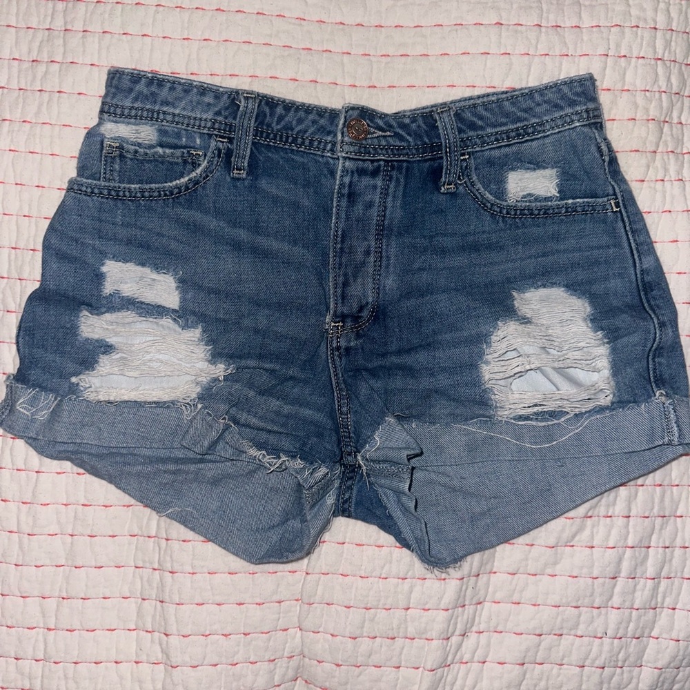 Hollister Blue Distressed Jean Shorts